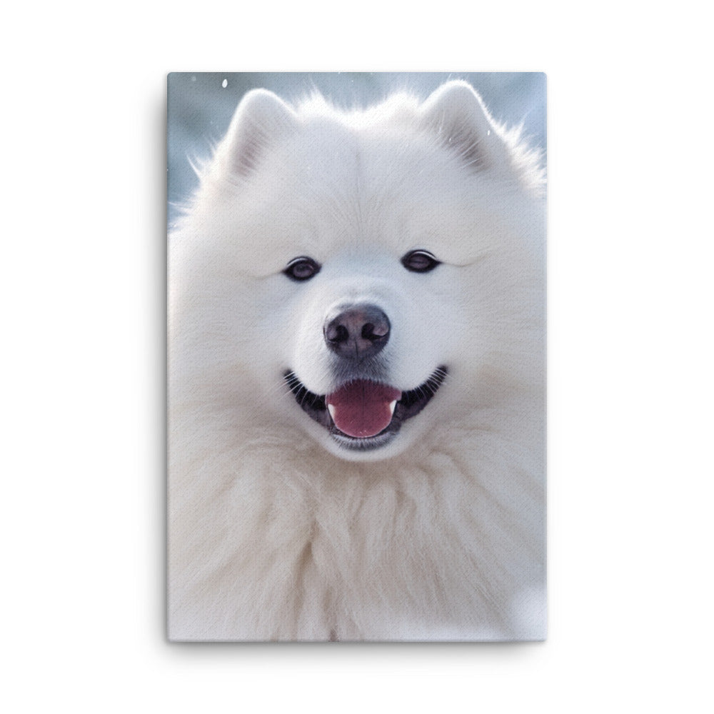 Samoyed Dog in Winter Canvas - PosterfyAI.com