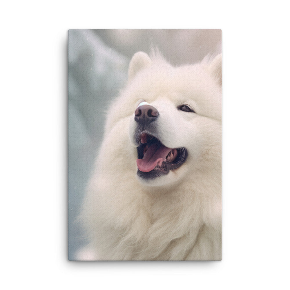 Samoyed Dog in Winter Canvas - PosterfyAI.com