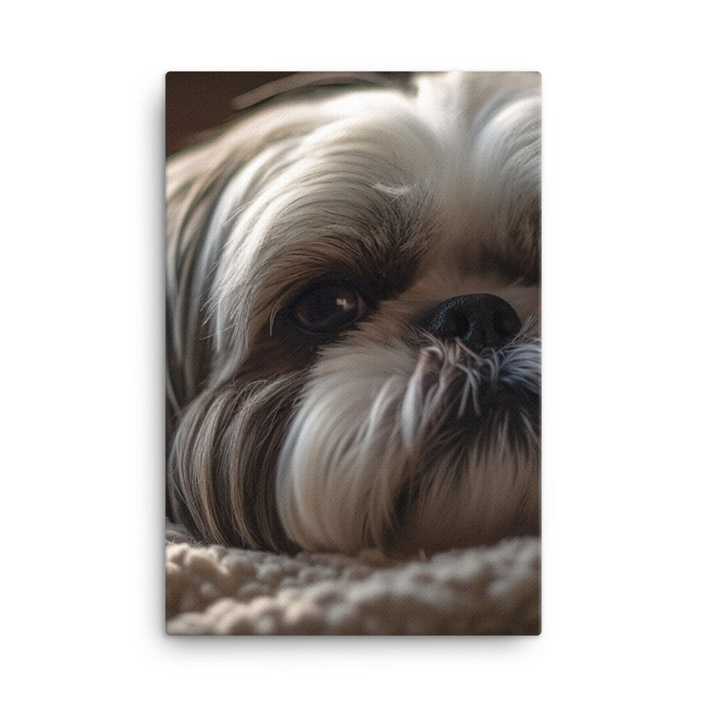 Relaxed Shih Tzu in a Cozy Home Canvas - PosterfyAI.com