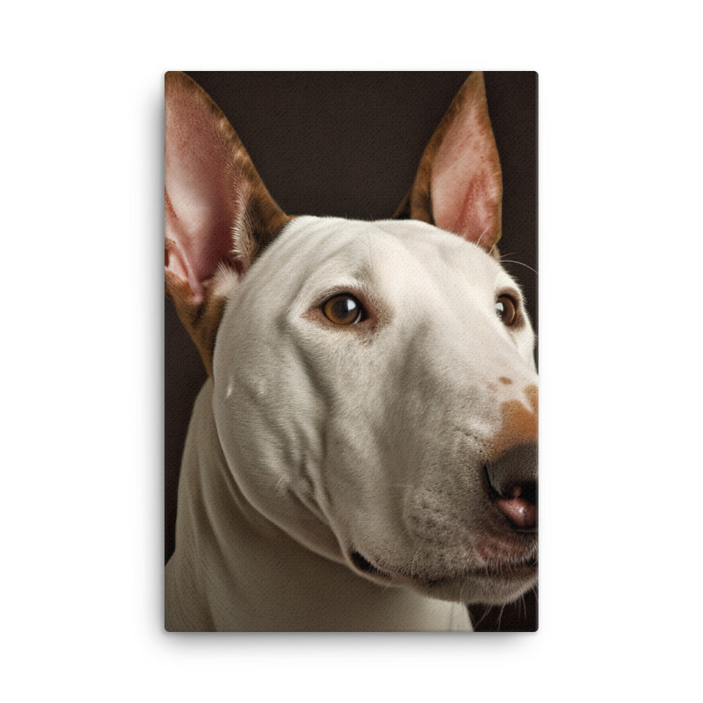 Regal Bull Terrier Portrait Canvas - PosterfyAI.com