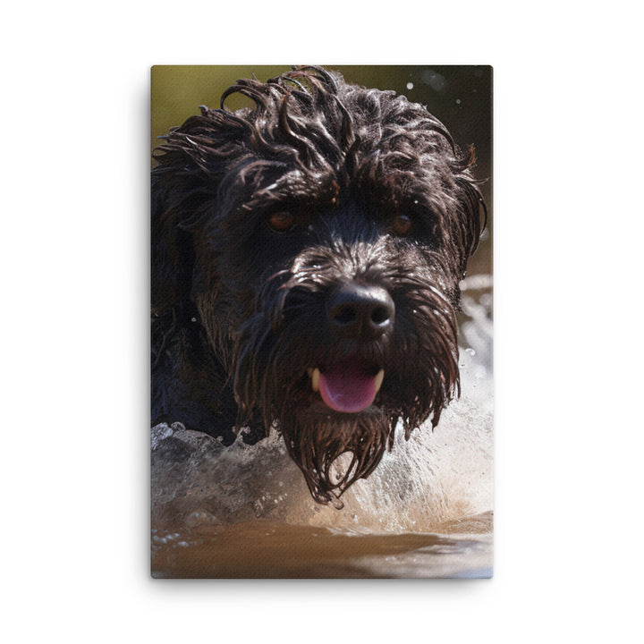 Portuguese Water Dog playing Canvas - PosterfyAI.com