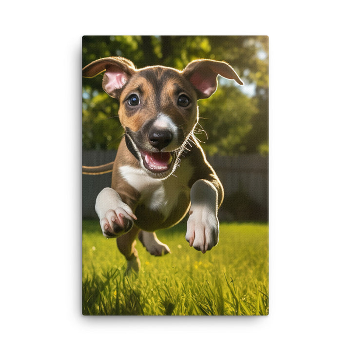 Playful Greyhound Pup Canvas - PosterfyAI.com