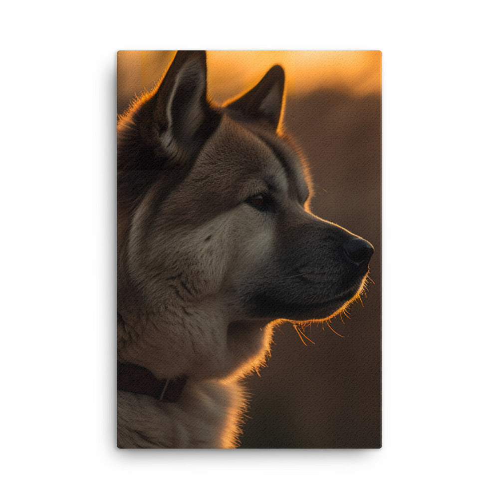 Noble Akita Gazing at the Sunset Canvas - PosterfyAI.com