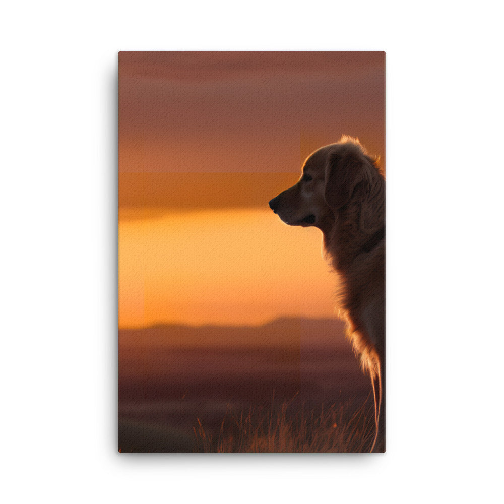 Majestic Golden Retriever at Sunset Canvas - PosterfyAI.com