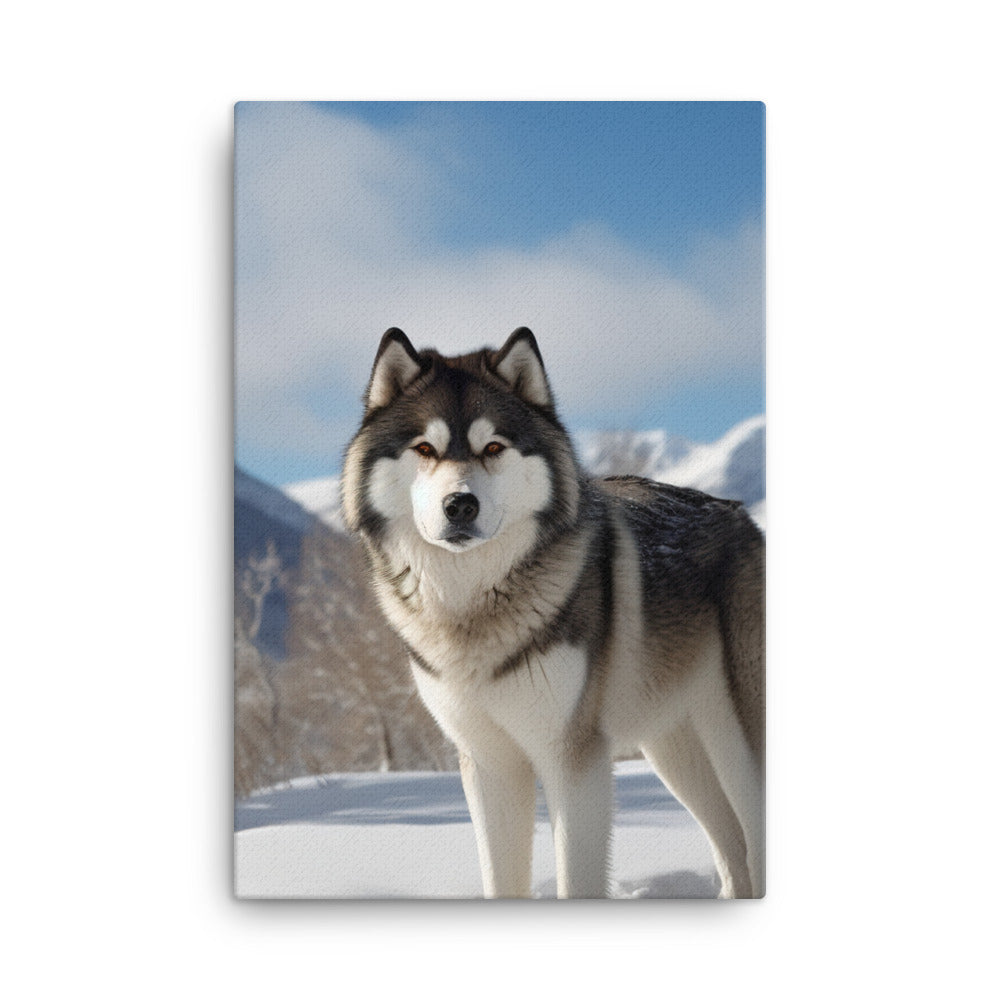 Majestic Alaskan Malamute in the Snow Canvas - PosterfyAI.com