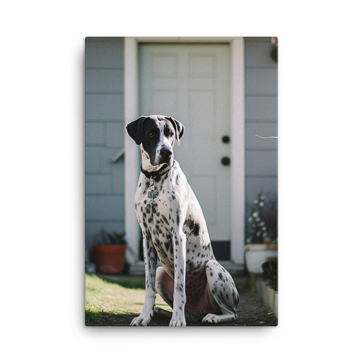 Loyal Great Dane Protecting His Home Canvas - PosterfyAI.com