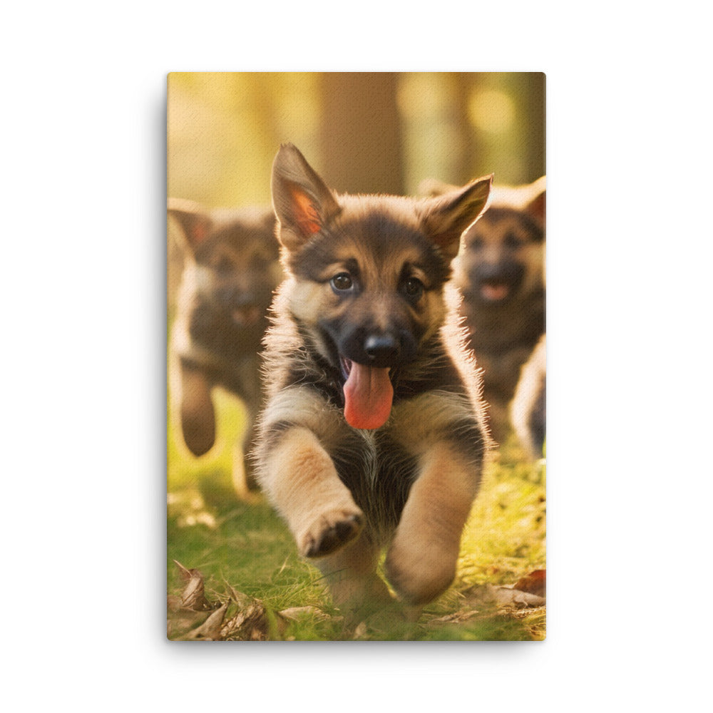 German Shepherd Puppies Canvas - PosterfyAI.com