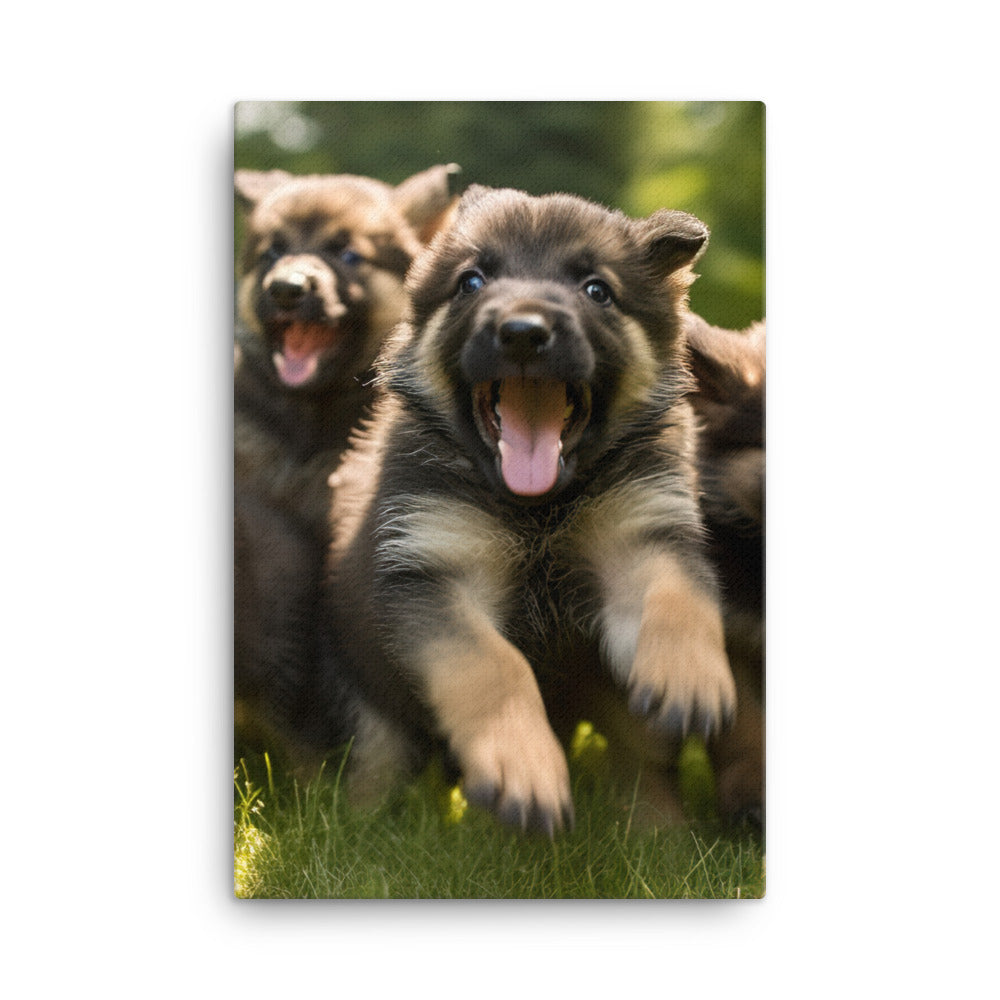 German Shepherd Puppies Canvas - PosterfyAI.com