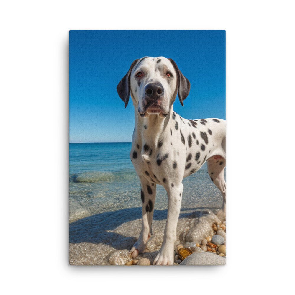Dalmatian on the Beach Canvas - PosterfyAI.com