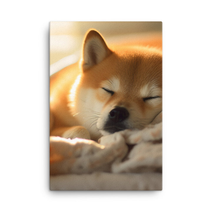 Cuddly Shiba Inu Resting Canvas - PosterfyAI.com