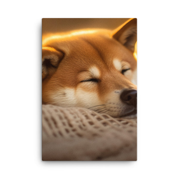 Cuddly Shiba Inu Resting Canvas - PosterfyAI.com