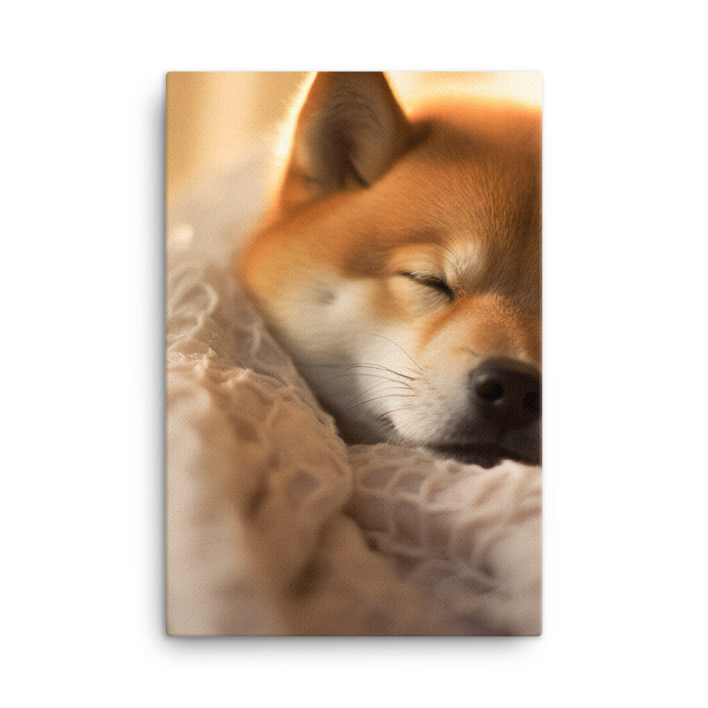 Cuddly Shiba Inu Resting Canvas - PosterfyAI.com