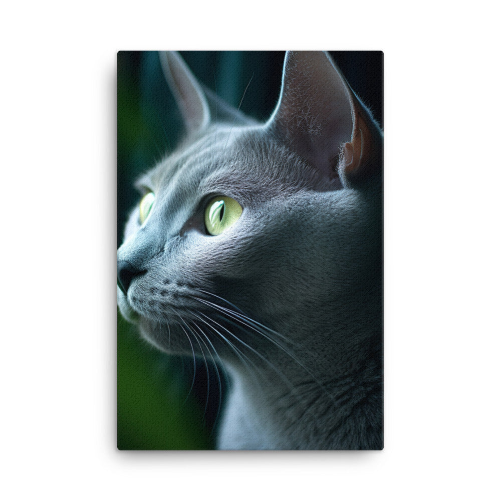 Russian Blue Cat Canvas - PosterfyAI.com