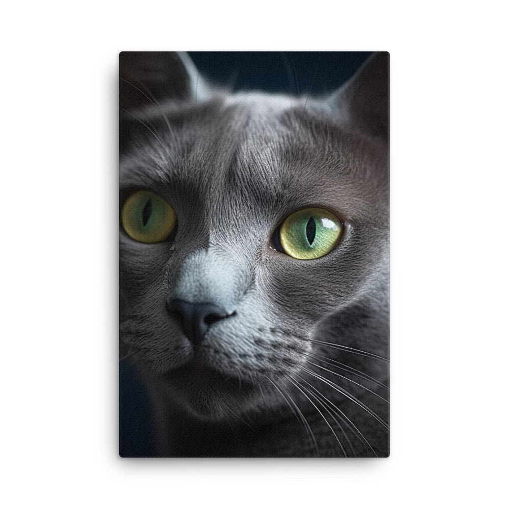 Beauty of Russian Blue Cat Canvas - PosterfyAI.com