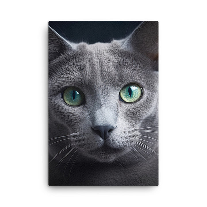 Beauty of Russian Blue Cat Canvas - PosterfyAI.com