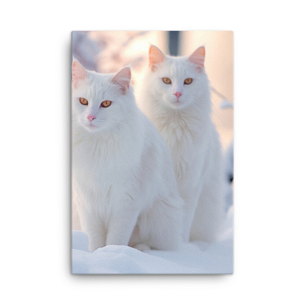 Turkish Van Cat in Winter Canvas - PosterfyAI.com