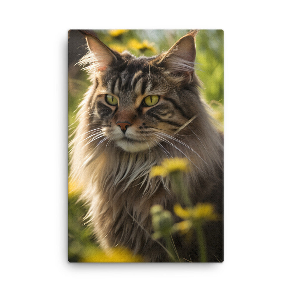 Maine Coon in Natural Habitat Canvas - PosterfyAI.com