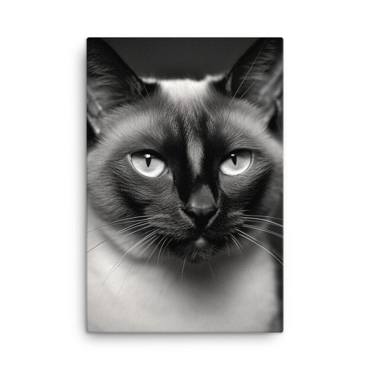 Siamese Charm in Black and White Canvas - PosterfyAI.com