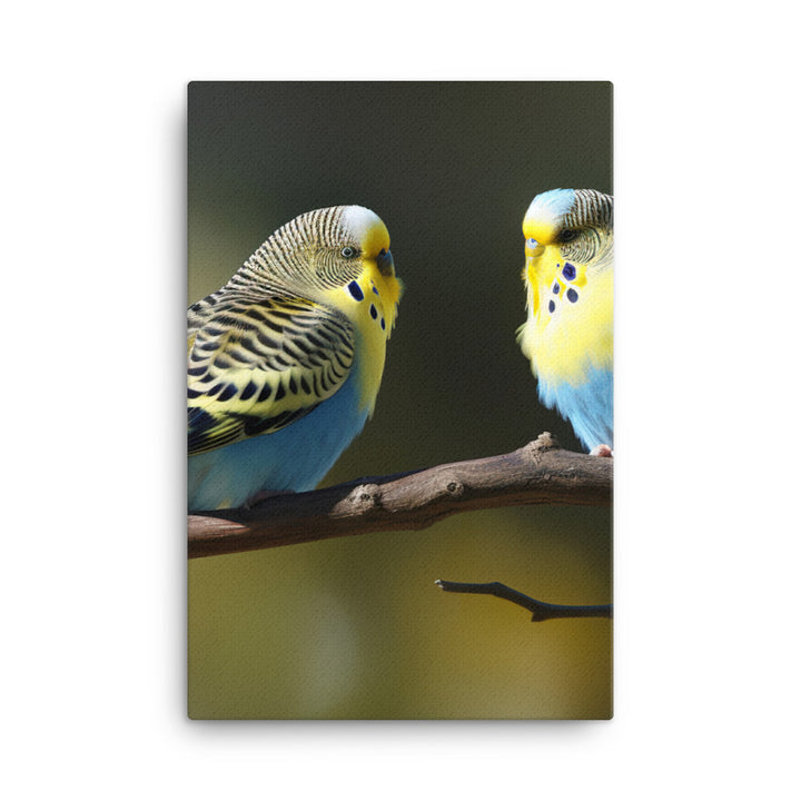 Budgie Pair on a Branch Canvas - PosterfyAI.com