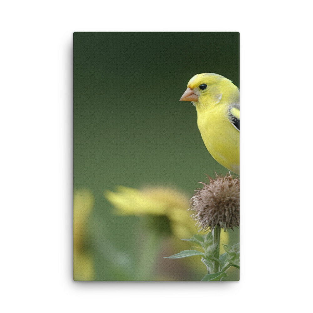 American Goldfinch in the Garden Canvas - PosterfyAI.com