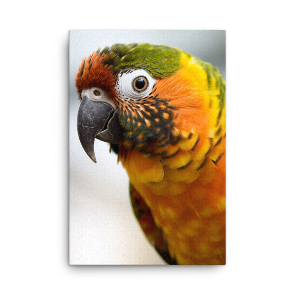 A colorful Conure perched on a branch Canvas - PosterfyAI.com