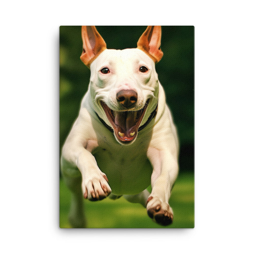 Bull Terrier at Play Canvas - PosterfyAI.com