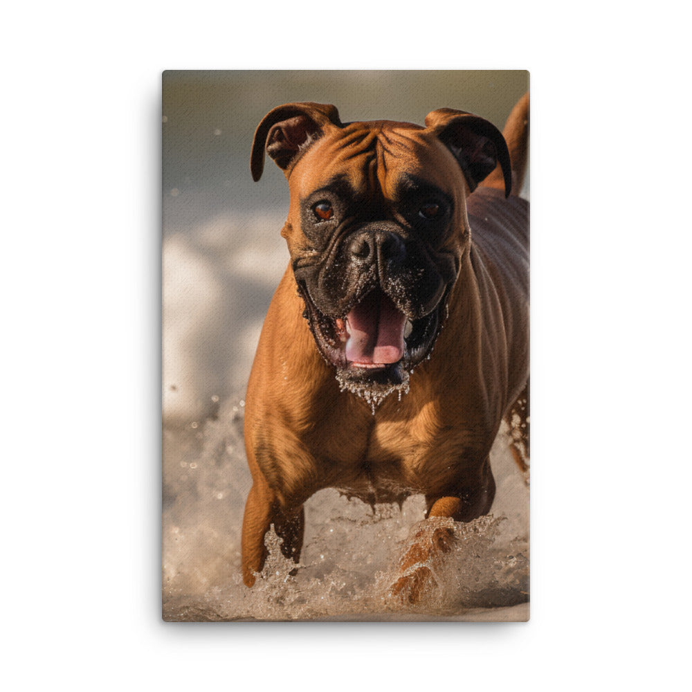 Boxer on the Beach Canvas - PosterfyAI.com