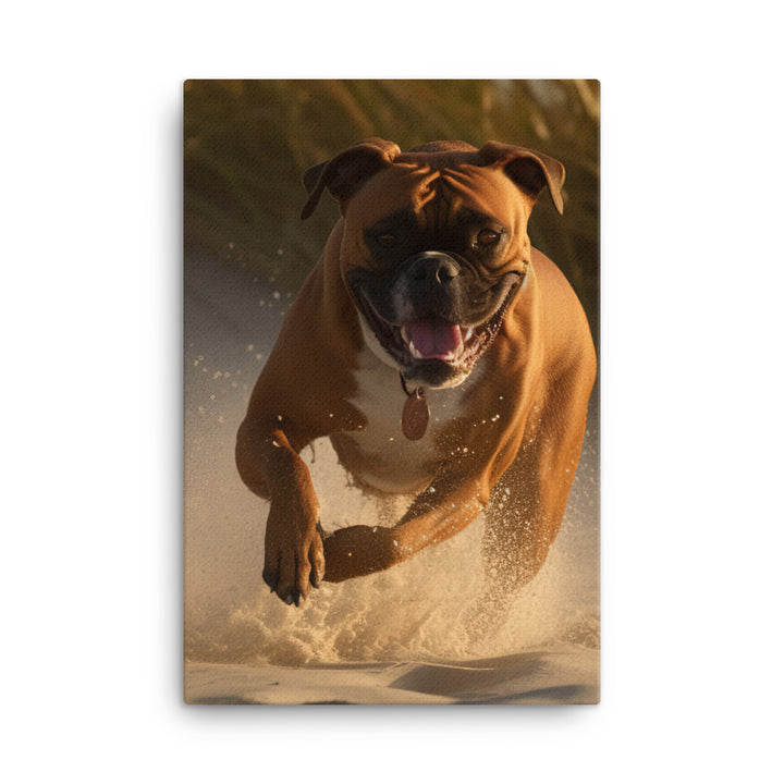 Boxer on the Beach Canvas - PosterfyAI.com