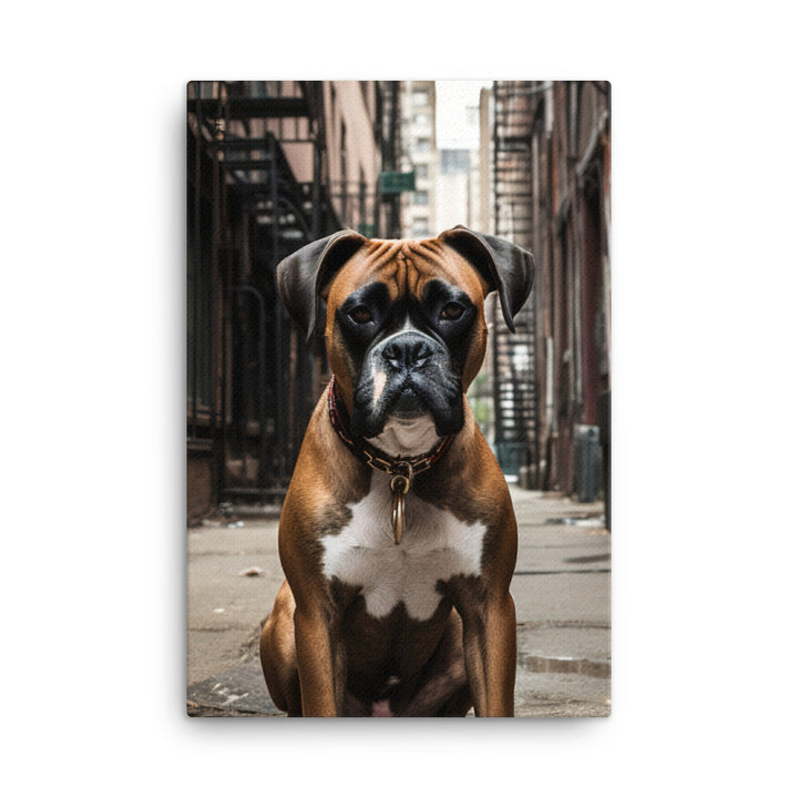 Boxer in the City Canvas - PosterfyAI.com