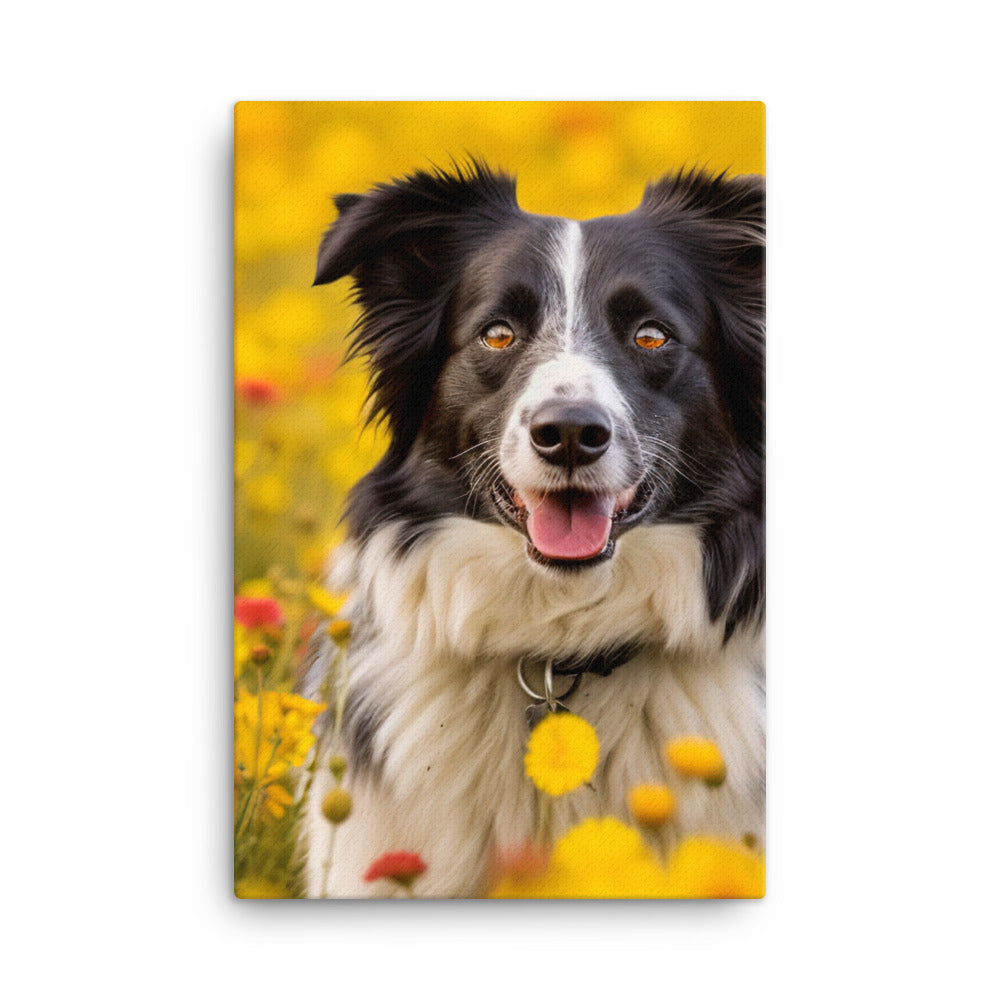 Border Collie in Bloom Canvas - PosterfyAI.com