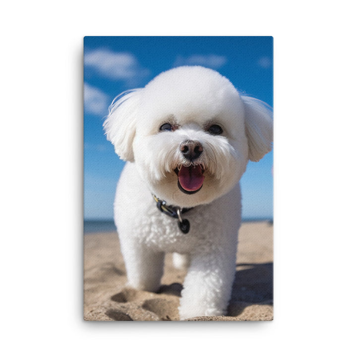 Bichon Frise on a Beach Canvas - PosterfyAI.com