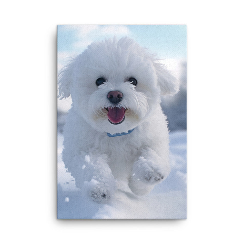 Bichon Frise in the Snow Canvas - PosterfyAI.com