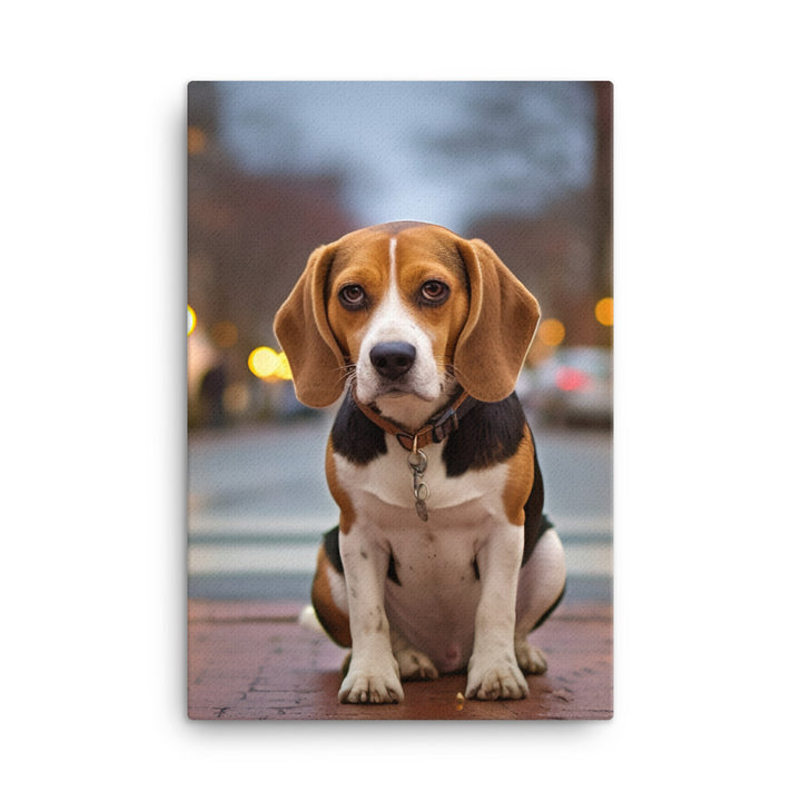 Beagle in the city Canvas - PosterfyAI.com