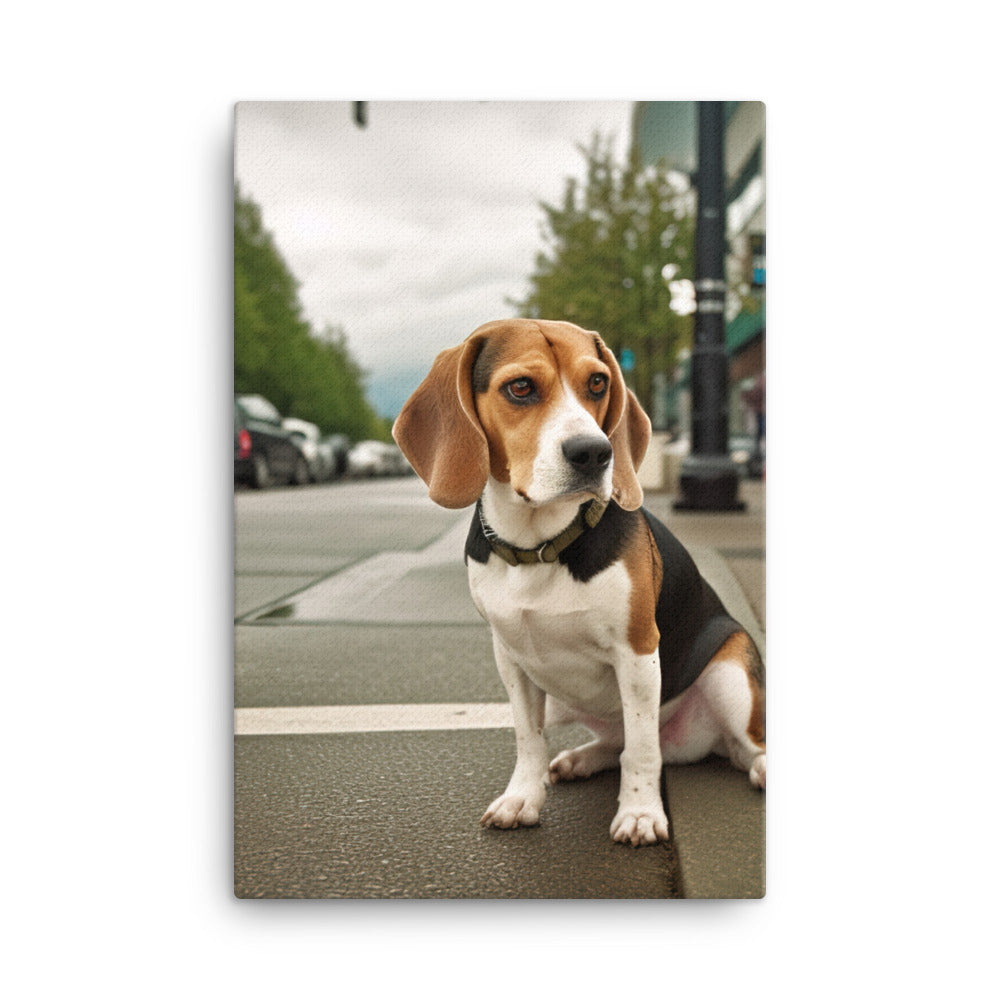 Beagle in the city Canvas - PosterfyAI.com