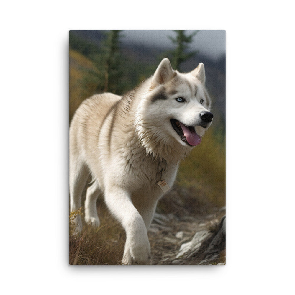 Alaskan Malamute on a Hike Canvas - PosterfyAI.com