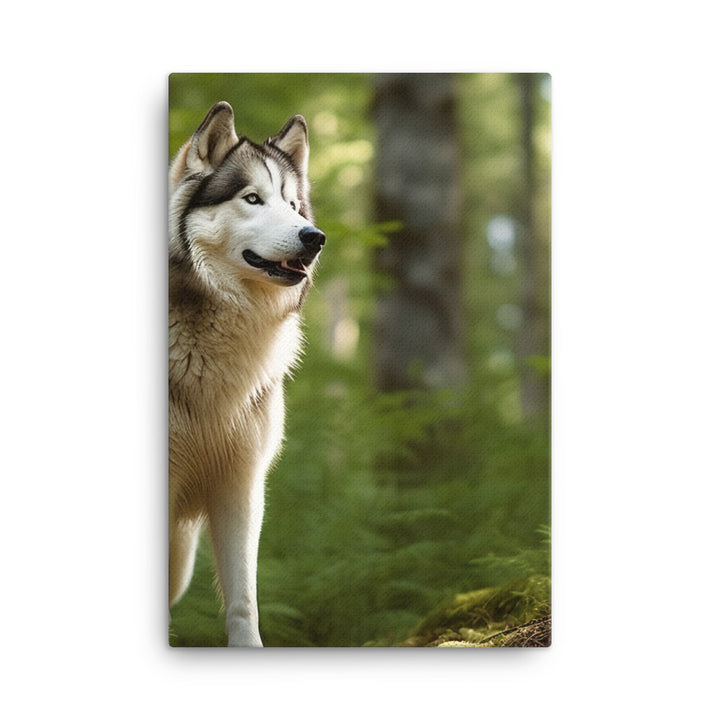 Alaskan Malamute in the Forest Canvas - PosterfyAI.com