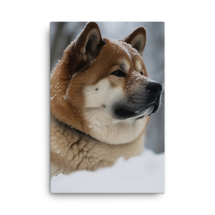 Akita in the Snow Canvas - PosterfyAI.com