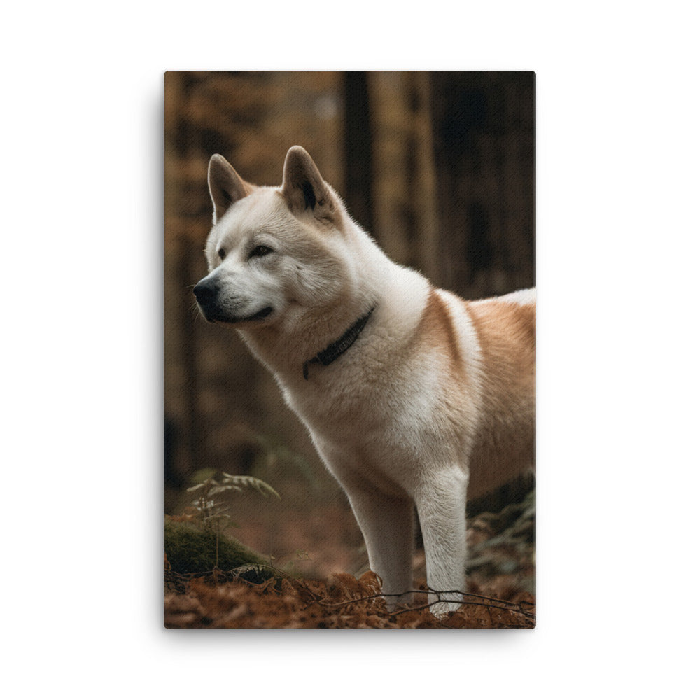 Akita Guarding the Forest Canvas - PosterfyAI.com