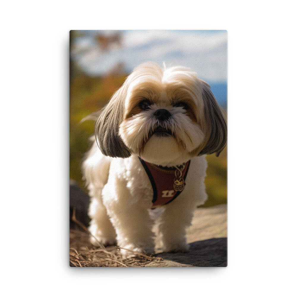 Adventurous Shih Tzu on a Hike Canvas - PosterfyAI.com