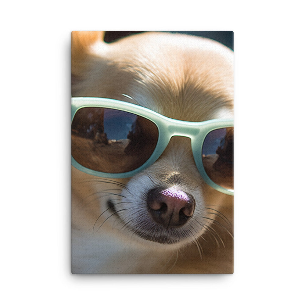 A Chihuahua wearing sunglasses Canvas - PosterfyAI.com