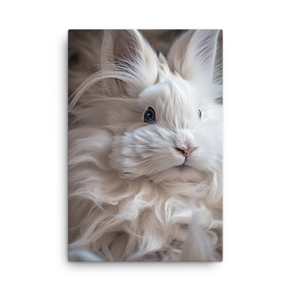 French Angora Bunnys Intricate Fur Detail Canvas - PosterfyAI.com