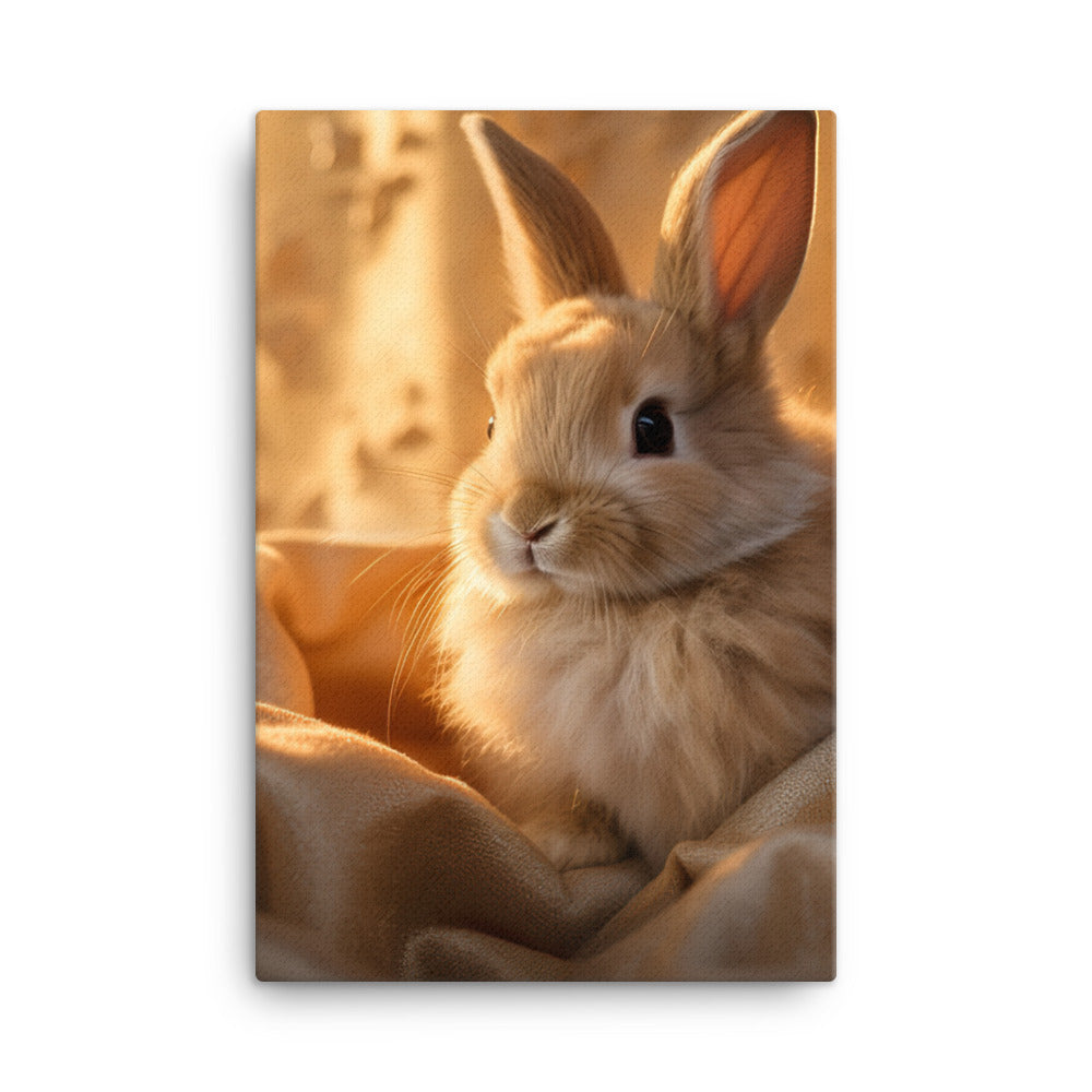 Mini Satin Bunnys Luxurious Presence Canvas - PosterfyAI.com