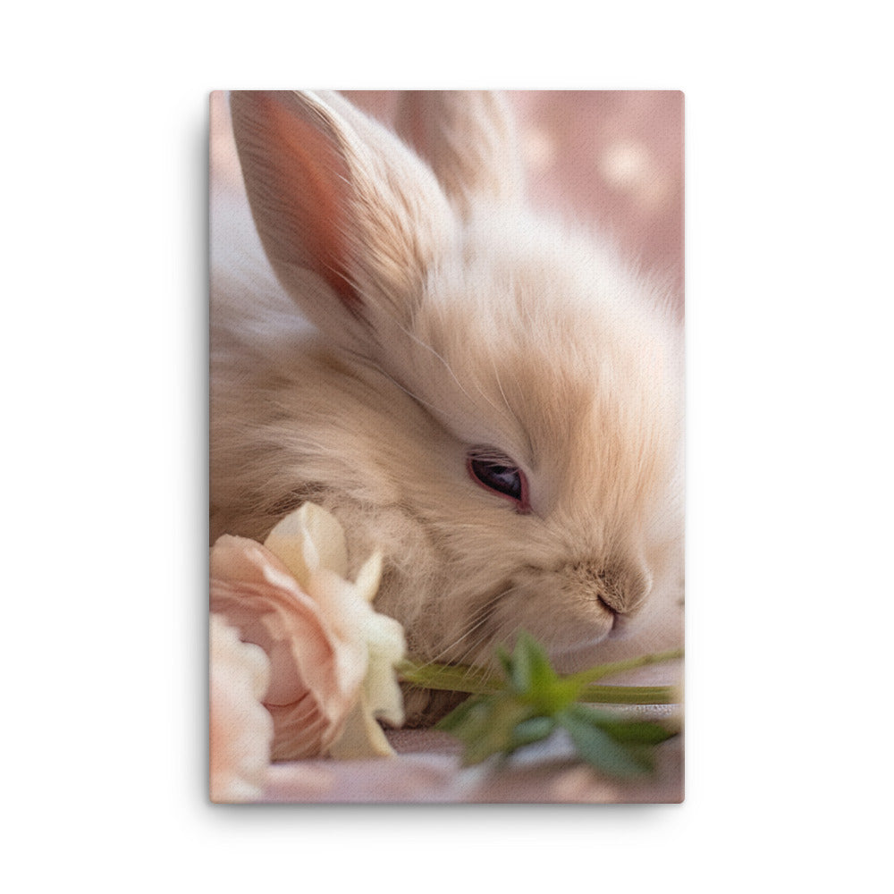 Mini Satin Bunny in Tranquil Bliss Canvas - PosterfyAI.com