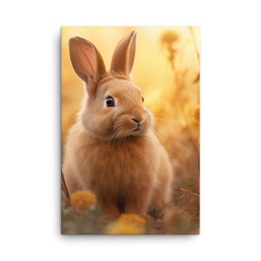 Tan Bunny in a Whimsical Wonderland Canvas - PosterfyAI.com