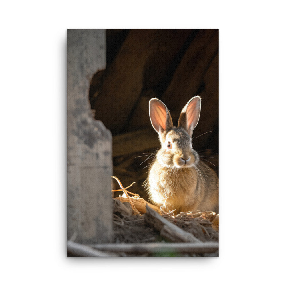 Tan Bunny Amidst Rustic Beauty Canvas - PosterfyAI.com