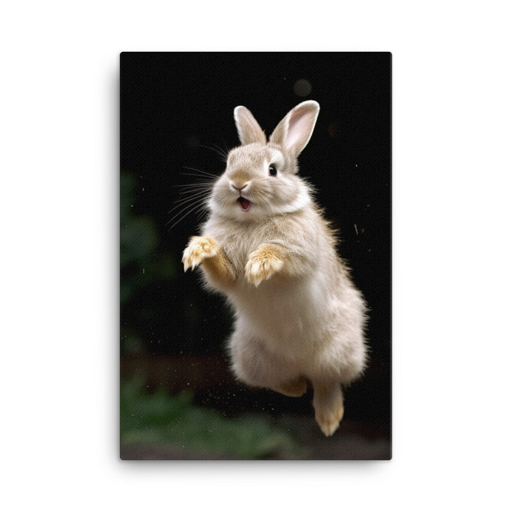 Thrianta Bunny Enjoying a Playful Hop Canvas - PosterfyAI.com