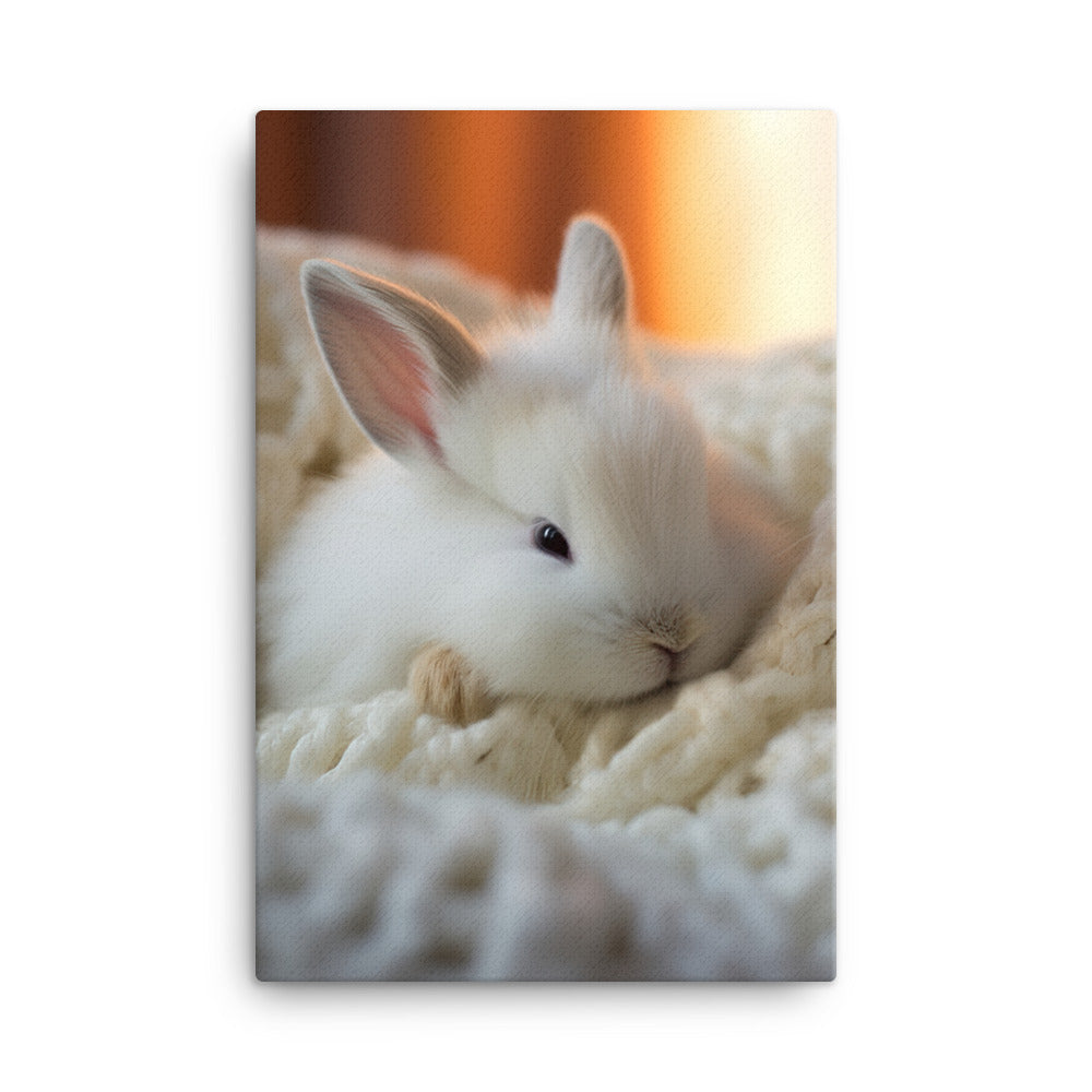 Dwarf Hotot Bunny in a Cozy Setting Canvas - PosterfyAI.com