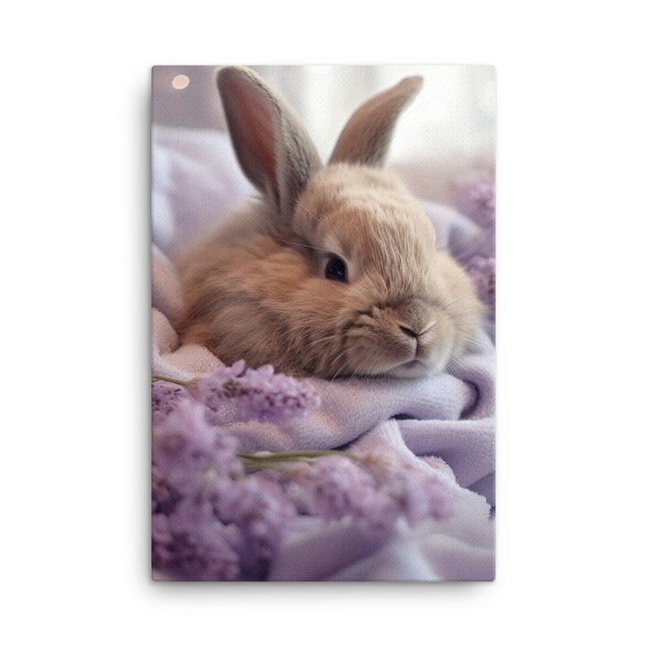 Lilac Bunny in a Cozy Setting Canvas - PosterfyAI.com