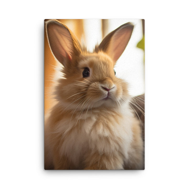 Lionhead Bunny in a Cozy Setting Canvas - PosterfyAI.com