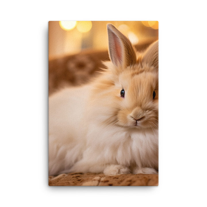 Lionhead Bunny in a Cozy Setting Canvas - PosterfyAI.com